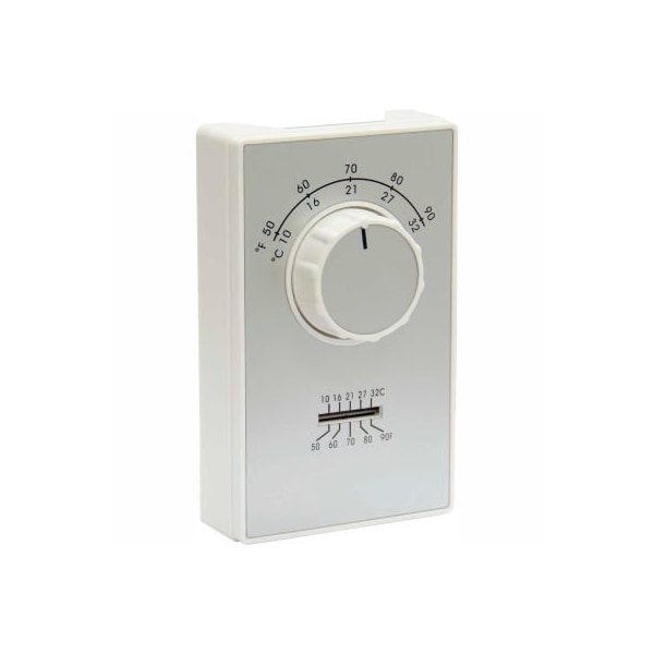 Tpi Line Voltage Thermostat, Heat Only, Single Pole, Wire LEads, 50-90 Degrees F, White ET9SWTS - main